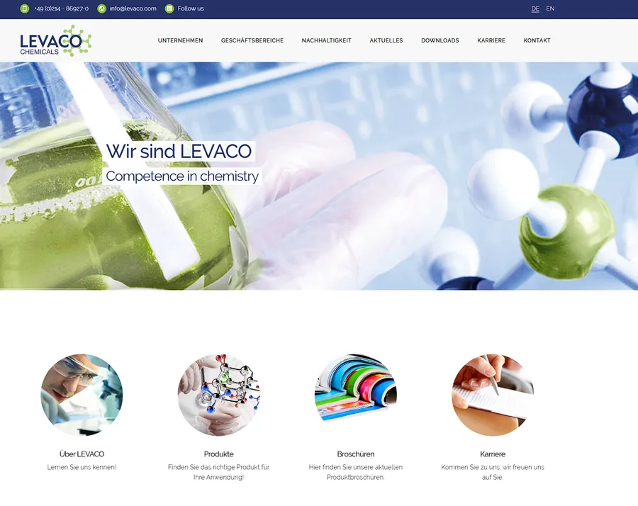 Unternehmensseite von LEVACO Chemicals