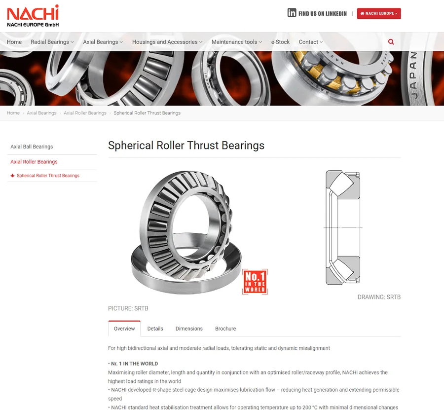 Multi-Region-Website von NACHI Europe